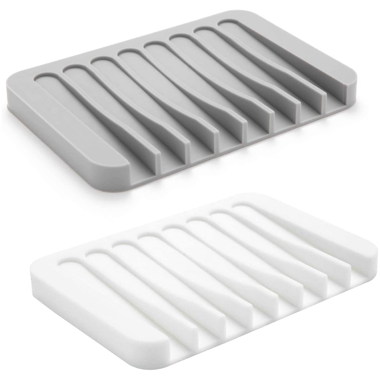 2PCS Soap Dishes with Draining Tray, EcoFriendly Silicone Soap Holder