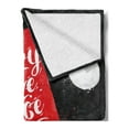 thumbnail image 2 of Santa Soft Flannel Fleece Blanket, Xmas Hat with Lettering Joy Love Peace Believe Watercolor Drawing Style Vintage, Cozy Plush for Indoor and Outdoor Use, 70" x 90", Black Red White, by Ambesonne, 2 of 5