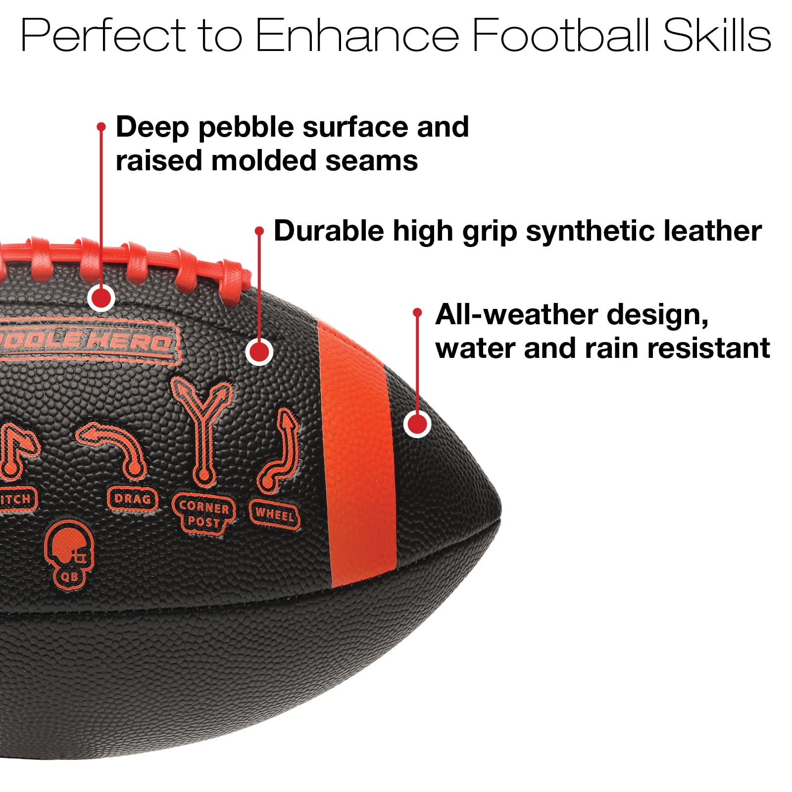 Huddle Hero Mini Football 2-Pack w/ Pump (Black/Green and Brown/White) (Black and Red, Mini)