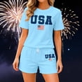 thumbnail image 2 of BOOMNY 4Th Of July Womens 2 Peice Sets Patriotic Usa Flag Graphic Short Sleeve Tops Shorts Outfits for Women Independence Day Matching Sets, 2 of 4