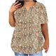 thumbnail image 1 of Camisetas Casuales de las Mujeres Largo Casual Impreso Cuello Redondo Suelto Top, Camiseta de Verano de Manga Corta, 1 of 4