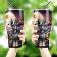 thumbnail image 4 of Spooky Halloween Night Witch Afghan Hound Glowing Pumpkins 30oz Stainless Steel Tumbler Insulated Cup with Lid Dog Lover - 12015, 4 of 5