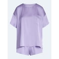 thumbnail image 6 of Joyspun Women’s Short Sleeve Stretch Satin Top and Shorts Pajama Set, 2-Piece, Sizes XS-3X, 6 of 6