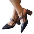 thumbnail image 6 of Miluxas Pointed Sling Back Block Heels Women's Dress Strappy Chunky Heels Shoes for Women Closed Toe Low Heel Comfortable Party Slip on Mules Pumps Black 6(37), 6 of 9