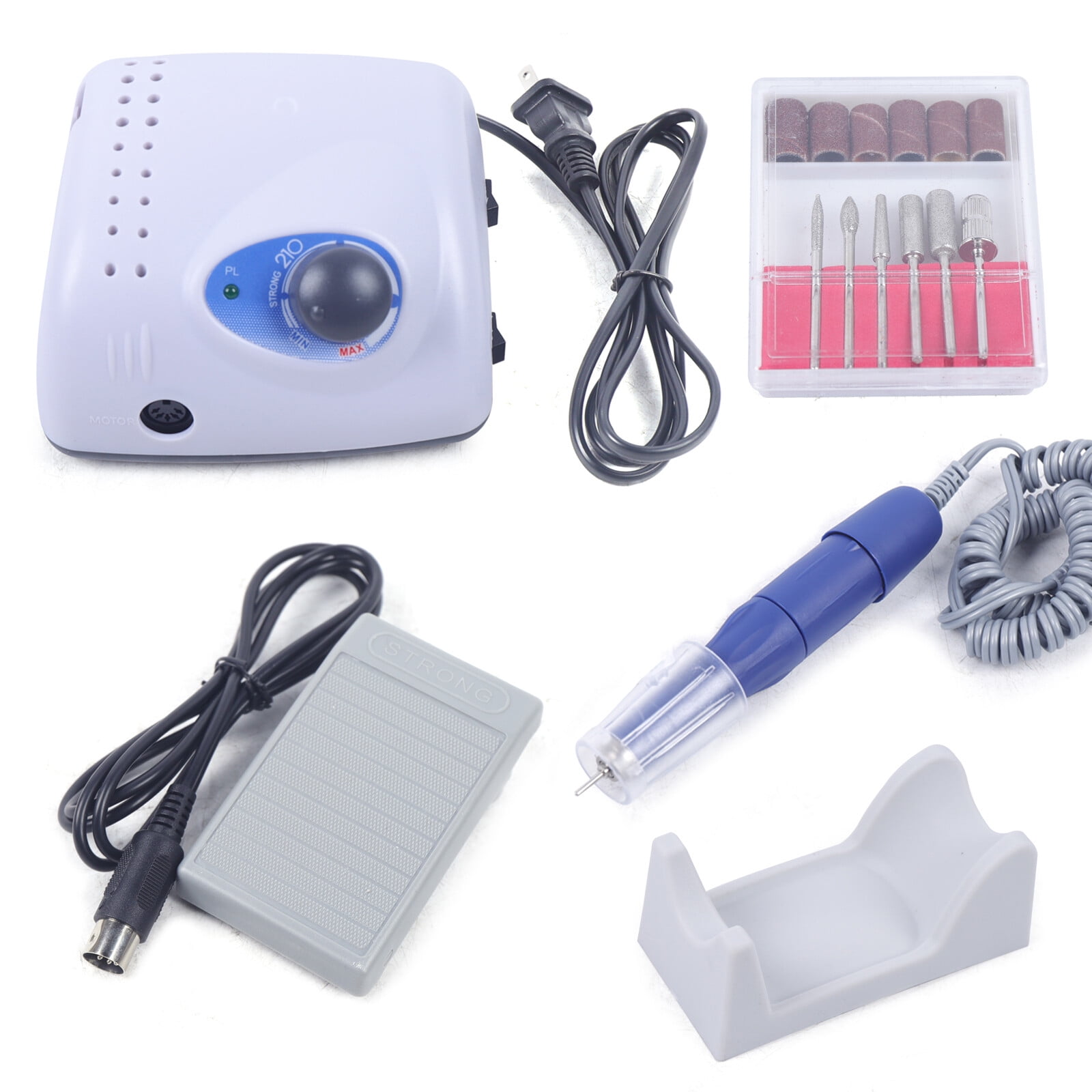 110V White&Blue Electric Nail Drill Machine 13.5*12*8.5cm Manicure Drill Machine for Carving Milling Grinding