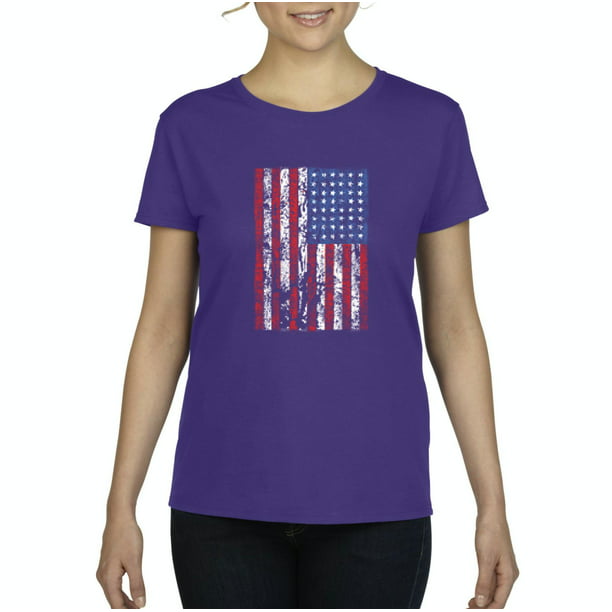 IWPF - Womens USA Flag Vintage Proud Country American Short Sleeve T ...