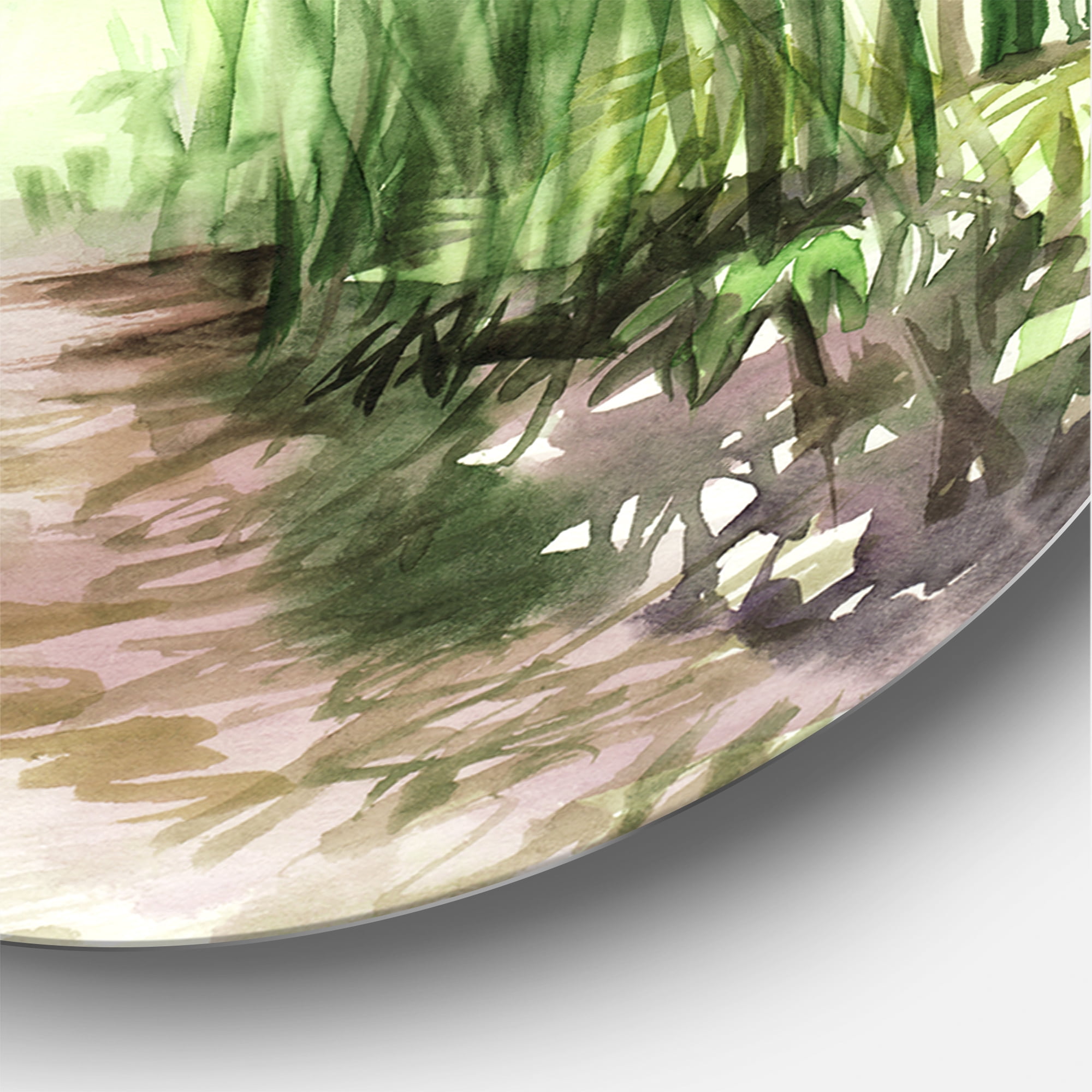 Designart 'Little Road Through Bamboo Forest' Traditional Circle Metal Wall Art 29x29 - Disc of 29