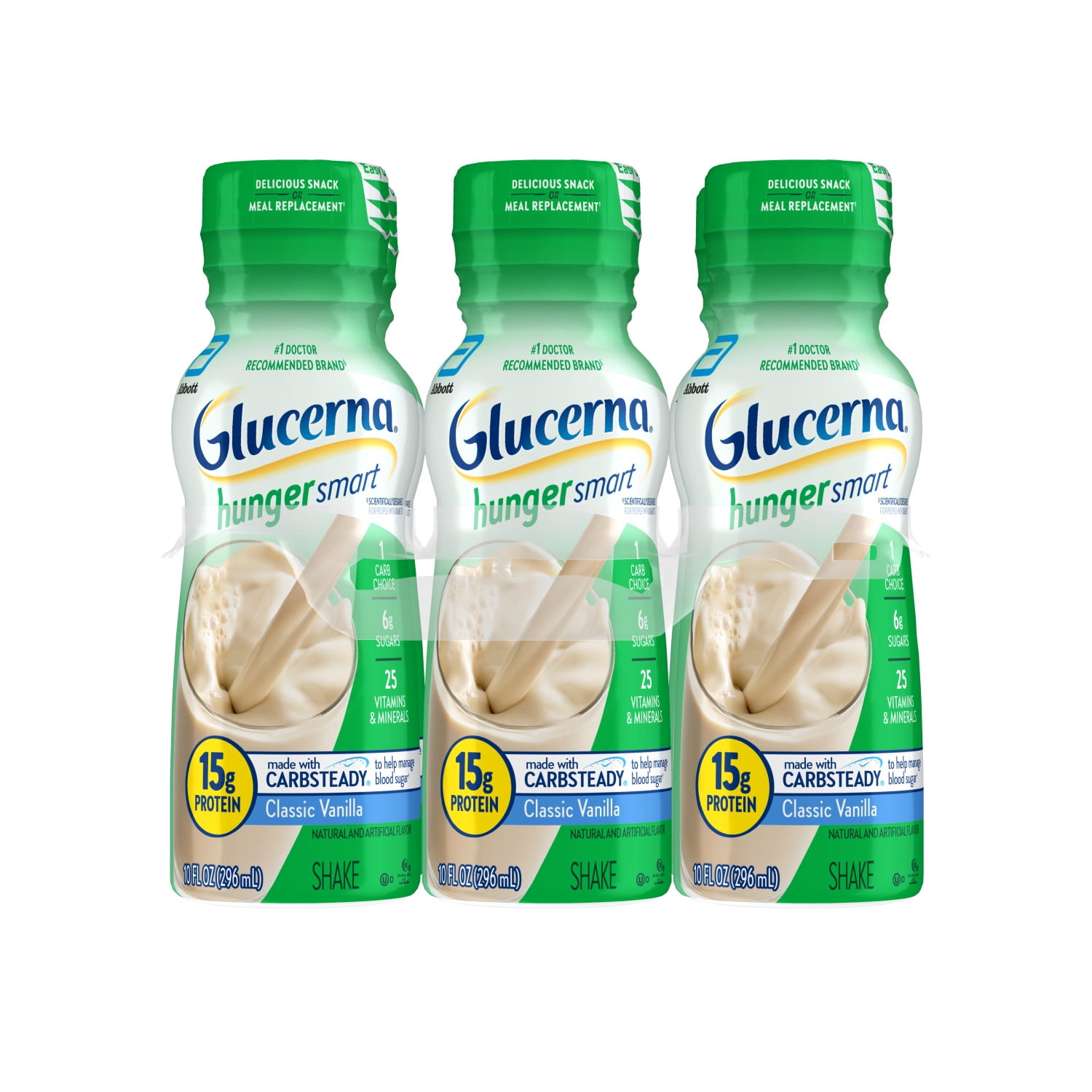 Glucerna Hunger Smart Diabetes Care Shake, Classic Vanilla, 10 Fl Oz, 24 Pack