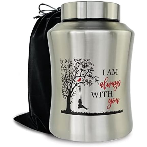160 lbs Large Urns for Adult Male Female Ashes, Decorative Funeral Cremation Keepsake Memorial Urn for Human Women Man Mom Dad Remains with Velvet Pouch(I AM Always with You)