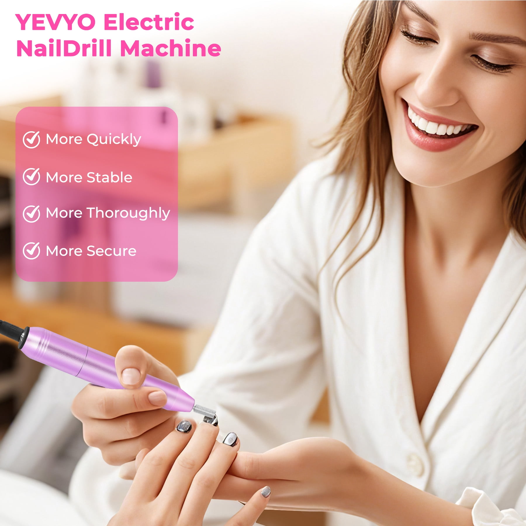 Portable Electric Nail Drill, Professional Nail File Kit for Acrylic, Gel Nails, Manicure Pedicure with Nail Drill Bits Sanding Bands, Rose Gold