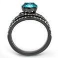thumbnail image 3 of IP Light Black (IP Gun) Stainless Steel Ring with Top Grade Crystal in Blue Zircon for Women Blue Zircon Stone Color Style TK2744 Size 5, 3 of 5