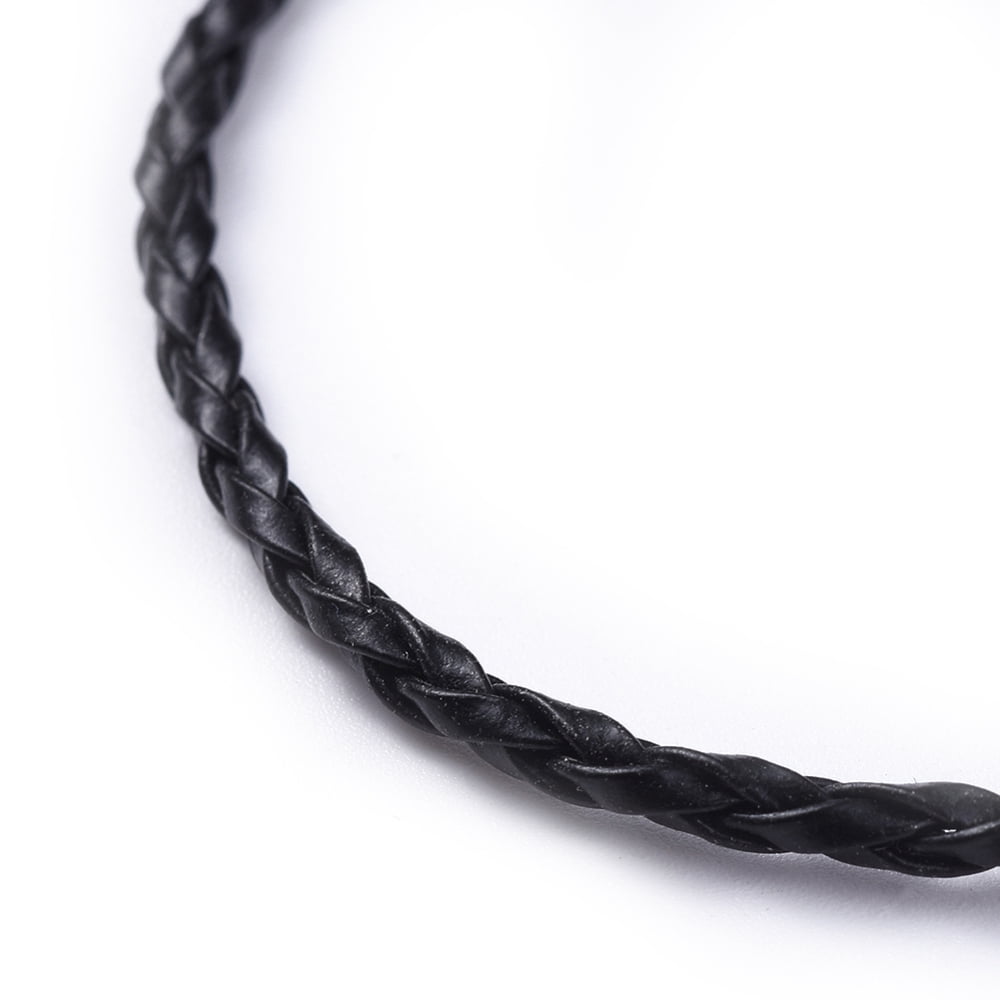 100 pc Imitation Leather Necklace Cord Black Platinum Color 3mm in diameter 17 inchDIY