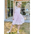thumbnail image 4 of Aideaone Girls Dresses Sleeveless Summer Dress Bowknot Strap Stripe V Neck Sundress Pink 3-10T, 4 of 9