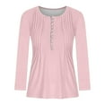 thumbnail image 3 of bnaln Womens Tops Fall Long Sleeve T Shirts V Neck Dressy Casual Pullover Henley Shirts Loose Fit Button Up Tunic Tops Blouses Pleated Tshirts Going Out Tops for Leggings, 3 of 4