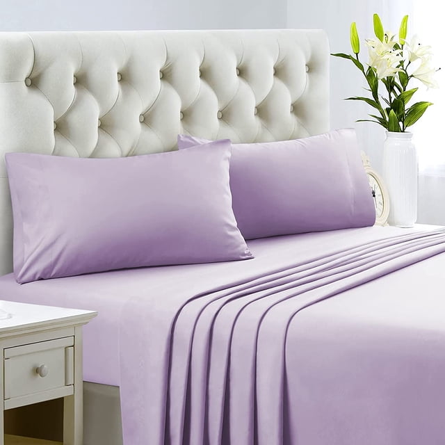 1100 Thread Count 100% Egyptian Cotton 4-Piece Bed Sheet Set (1 Flat, 1 Fitted Sheet, 2 Pillow Covers) 15 Inches Deep Pocket Solid Pattern