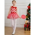 thumbnail image 4 of YUUMIN Kids Girls Christmas Candy Cane Dancewear Sleeveless Striped Figure Ice Dress Ballet Leotard Red 6, 4 of 7