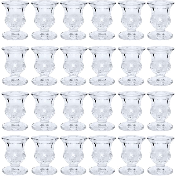 HOSLEY Bulk Decorative Glass Taper Candle Holders, 2.5 Inches High, Set of 24
