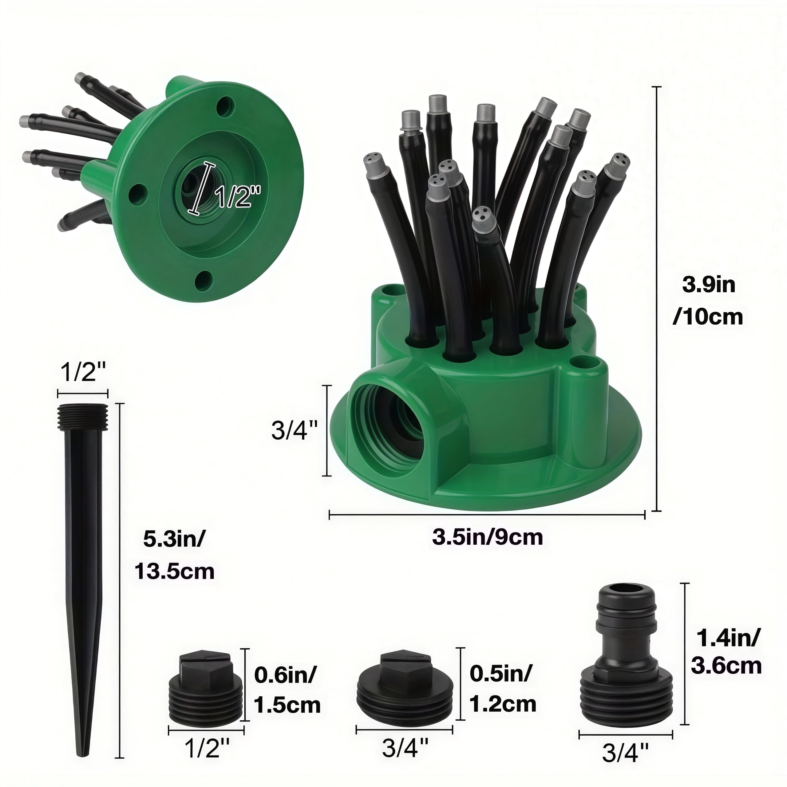 360° Multi-Directional Lawn Sprinkler, Flexible 12-Nozzle Garden Water Sprinkler for Yard, Grass & Kids Play