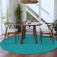 thumbnail image 4 of Teal 7ft Round Rug, Farmhouse Solid Turquoise Color Modern Art Non-Skid Rubber Backing Large Area Rugs - Living Room Bedroom Home Office, Indoor Floor Mat Carpets Washable Rug, 4 of 9