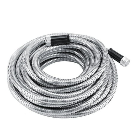 HERCHR Steel Hose, Super Long Flexible 304 Stainless Steel Metal Garden Water Hose Lightweight Non-Kink Durable Watering Car Washing Tube, 50ft Metal Garden Hose, Garden (Best Lightweight Flexible Garden Hose)