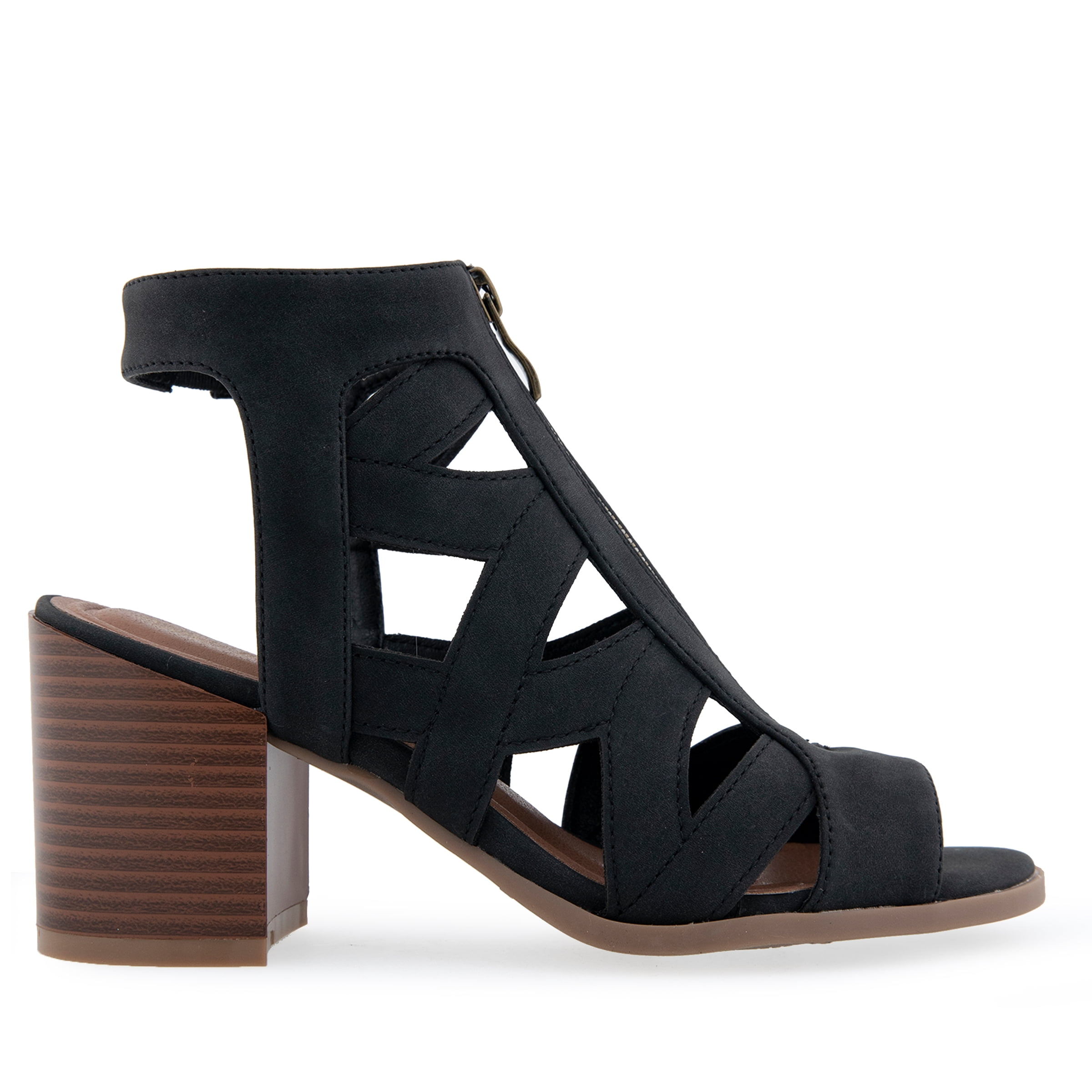 Alexis Bendel Ladies Black Nubuck Leather Heel Sandals Size 6.5