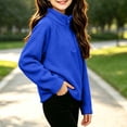 thumbnail image 4 of ATOGUTA Girls Turtleneck Sweatshirt Blue Kids Long Sleeve Half Zip Fleece Sweatshirts Casual Fashion Spring Fall Clothes Size 5T-15, 4 of 7