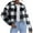 Black, variant on Aboser Cropped Plaid Shackets for Women Trendy Lapel Tartan Jacket Loose Button Down Coat Winter Fuzzy Fleece Jackets Warm Crop Cardigan