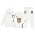 thumbnail image 6 of Glisme Girls Outfit Thick And Cozy Tracksuit Fashionable Bow Print Hoodie And Joggers Outfits For Toddlers And Kids Leisure Matching Set Size 12-13 Years White, 6 of 7