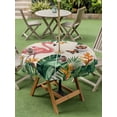 thumbnail image 4 of Outdoor Tablecloth with Umbrella Hole for Patio/Picnic/Party/Camping, Pink Flamingo Waterproof Table Cloth Round Cover Washable, Summer Tropical Palm Leaves Rustic Burlap (Dia 54"), 4 of 9