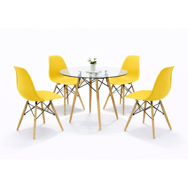 Comedor Oslo Cristal para 4 Personas Sillas Oslo Amarillas