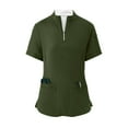 thumbnail image 3 of WTOBBY Women's Half-Zip High Neck Short Sleeve Scrubs Set, Loose Fit with Pockets, Solid Color Nursing Uniform, Medical Workwear for Caregivers,Army Green L, 3 of 7