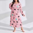 thumbnail image 2 of Women Long Sleeve Print Sleepdress Shoulder Drop Oversize Casual Long Sleepwear Dress, 2 of 4