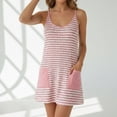 thumbnail image 4 of adaychics Mini Dress with Built in Shorts Spaghetti Strap Summer Casual Striped V Neck Golf Athletic Mini Dress for Tennis, 4 of 6