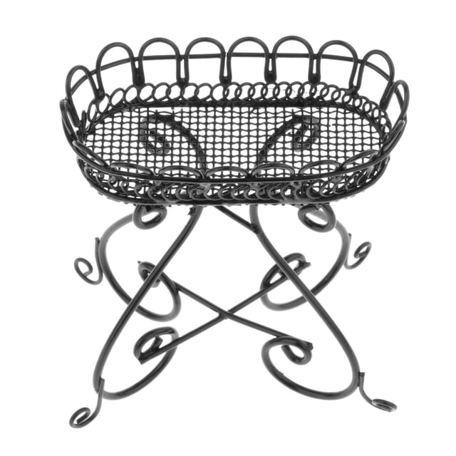Estante de Metal en miniatura para niños, adorno de soporte, juguete para juego de imitación, Escena de jardín en miniatura, Mini macetero, estante Negro