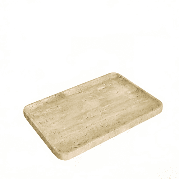 Travertine Marble Rectangular Vanity Tray, Luxury Natural Stone Storage Tray for Bathroom, Kitchen, Dresser & Home Decor