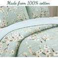 thumbnail image 5 of Cozy Line Aqua Teal Turquoise Floral Blooming Cotton Reversible Quilt Bedding Set, 5 of 6
