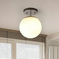 thumbnail image 5 of JONATHAN Y Marcel Bistro 7.75" 1-Light Bohemian Farmhouse Iron/Frosted Glass LED Semi Flush Mount, Chrome/White, JYL7499D, 5 of 9
