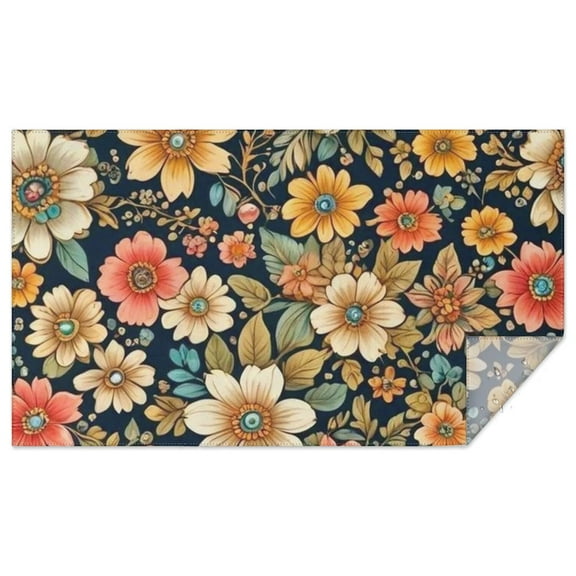 Pioneer Flower Floral Print Pattern Rectangle Tablecloth 60"x102",Waterproof Polyester Rectangle Table Cloth, Wipeable Spillproof Polyester Tablecloth for Dining, Camping, Indoor and Outdoor