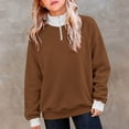 thumbnail image 6 of Girls' 1/4 Zipper Sweatshirts Casual Oversized Long Sleeve Pullover Tops Cute Half Zipper Hoodie Sweater Size 9-10 Years, 6 of 8