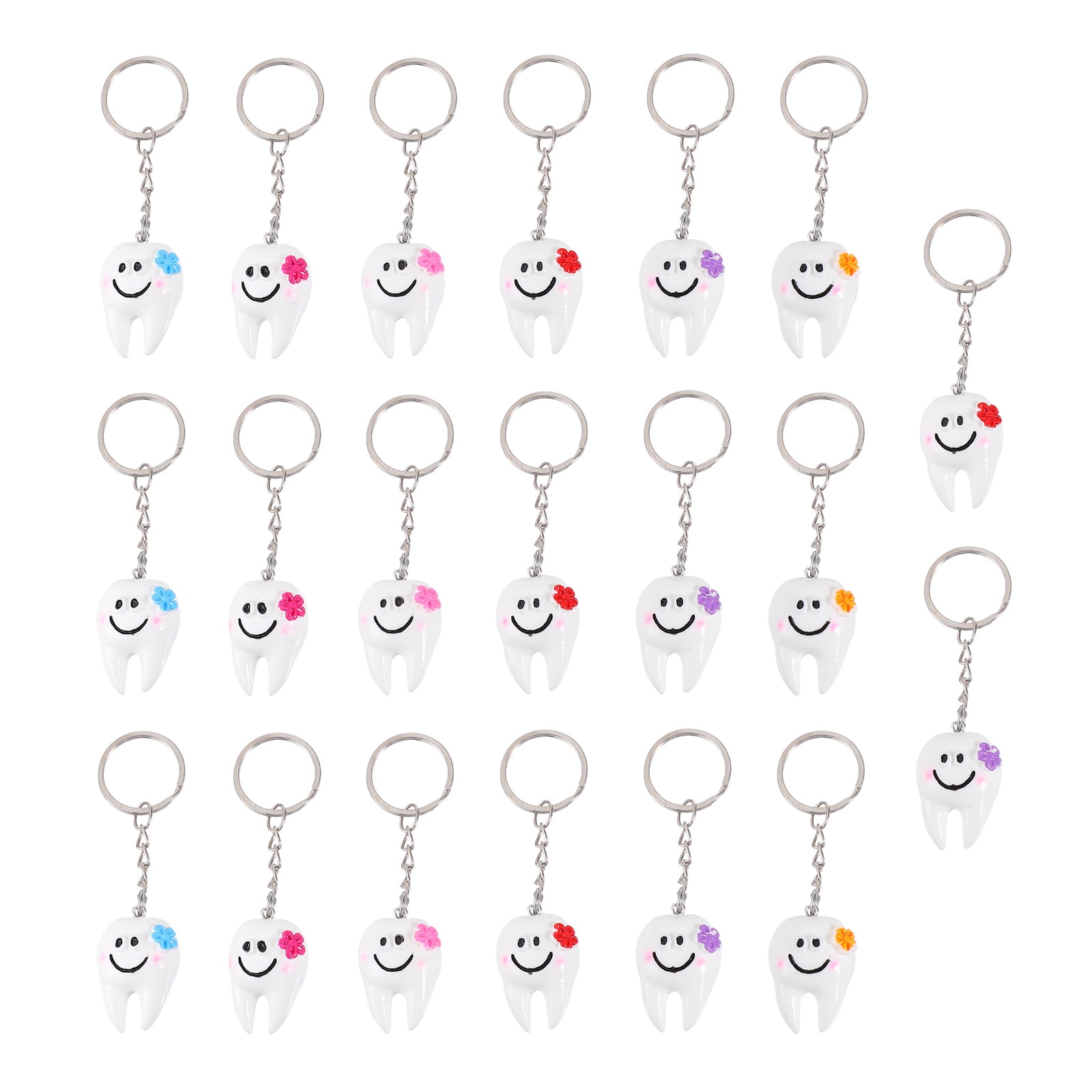 Masteelf 40 pcs Creative Keychain Pendants Tooth Shaped Bag Hanging Pendants Key Rings (Assorted Color)