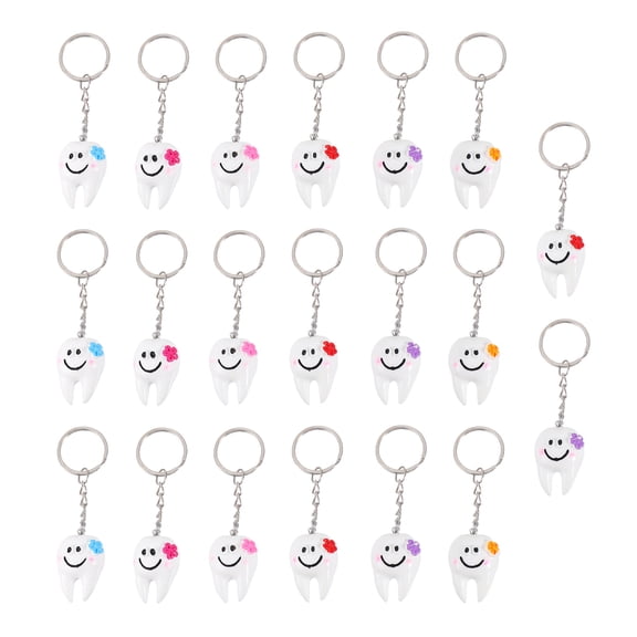KAKOWELY 20 Pcs Pendentifs Porte-Clés Créatifs en Forme de Dent, Pendentifs Suspendus pour Sac, Porte-Clés (Couleurs Assorties), 3.54"X0.98"X0.79 Pouces