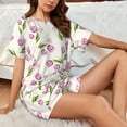 thumbnail image 4 of Balery Tulips Flowers Pattern Womens Pajama Sets 2 Piece Soft Short Sleeve Top and Shorts Sleepwear Round Neck Pjs Lounge Set with Pockets-Medium, 4 of 7