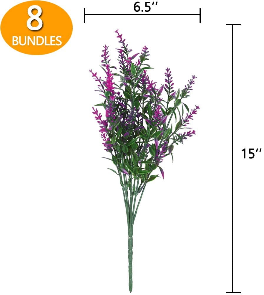 Sinhoon 12 Bundles Artificial Lavender Flowers Outdoor Fake Flowers for Decoration UV Resistant No Fade Faux Plastic Plants Garden Porch Window Box Décor (orchid)