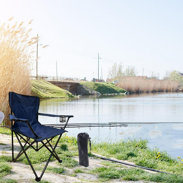 Lightweight Folding Camp Chair Portable Chairs and Cup Holder and Bag  Perfect for Camping, Festivals, Garden, Trips, Fishing, Beach and BBQ Navy