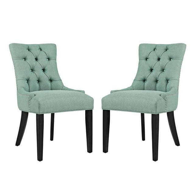 Modway Regent 20.5" Tufted Fabric Dining Side Chair, Laguna Green, Set of 2