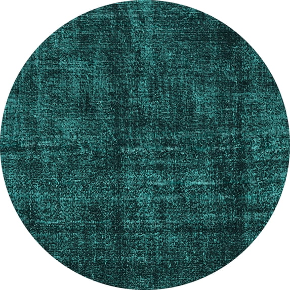 Ahgly Company Machine Washable Indoor Round Persian Turquoise Blue Bohemian Area Rugs, 8' Round