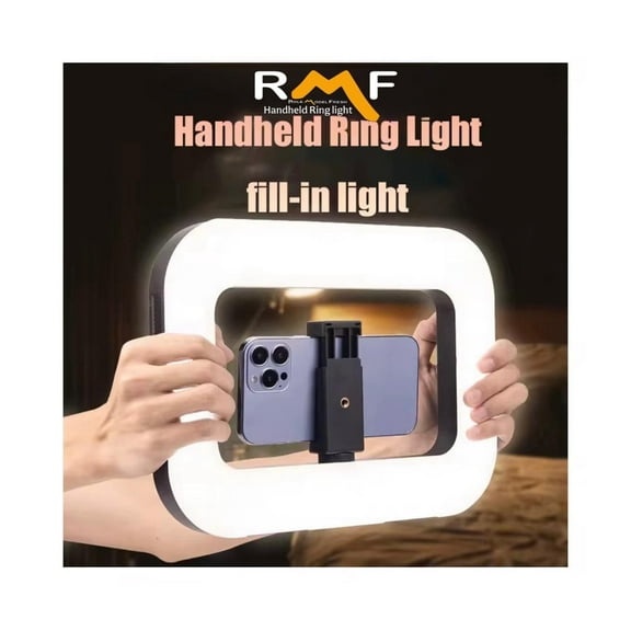 RMF Cordless Handheld Ring Light Attachment – Rechargeable LED with Phone Holder