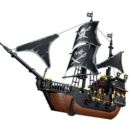 Building Block Pirate Ship Stronghold Black Pearl Boat Royal Navy Warship Port Bricks Toy For Xmas Gift