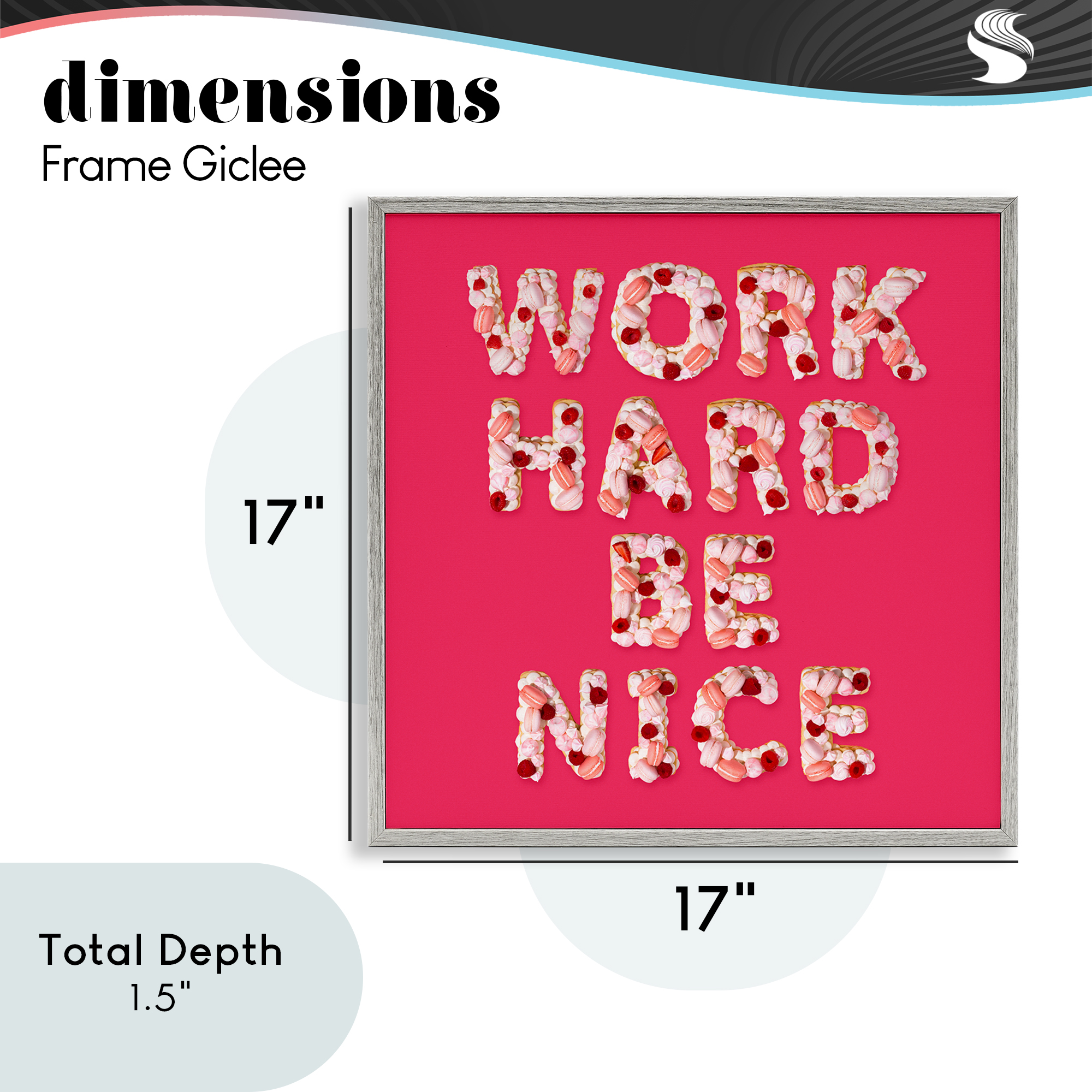 Work Hard Be Nice Gray Framed Giclee Art, design by LISH Creative