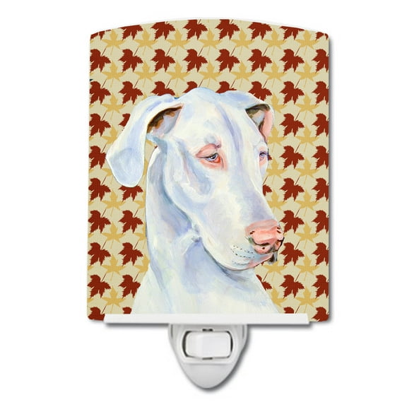 Caroline's Treasures LH9086CNL Great Dane Fall Leaves Portrait Ceramic Night Light, 6x4x3", multicolor